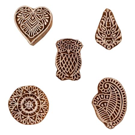 Set of 5 Piece New Mix Wooden Printing Blocks